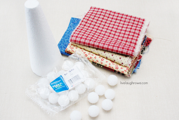 supplies for scrap fabric christmas tree