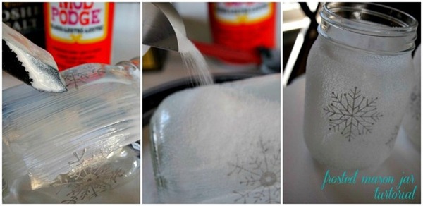 salt covered mason jar candles